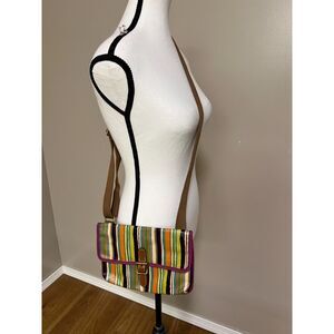 Fossil striped coated canvas crossbody